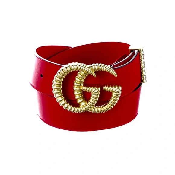 Red Gucci Skinny Leather Belt GUCCI GG Red Crystal Embellished Skinny Leather Belt 100 40  main image 4